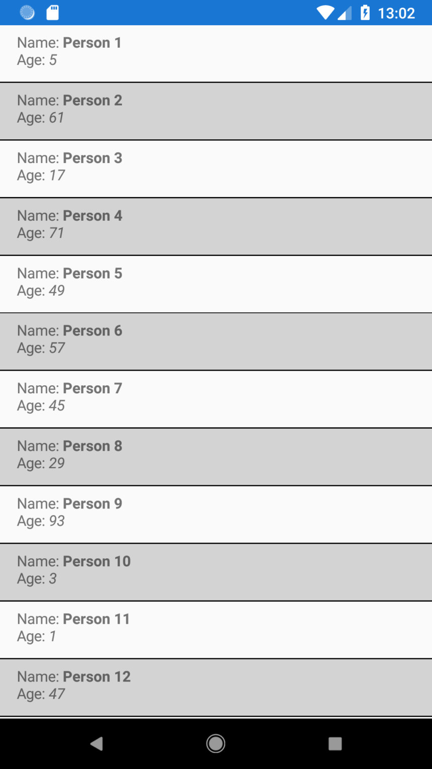 Xamarin.Forms Controls RepeaterView mit alternativen Zeilenfarbe tsjdevapps