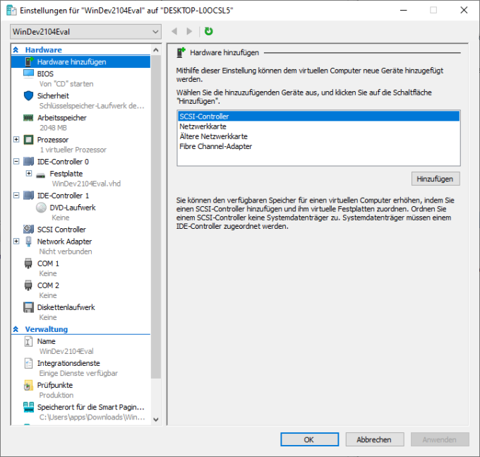 Windows 10 Entwicklungsumgebung per virtueller Maschine tsjdevapps